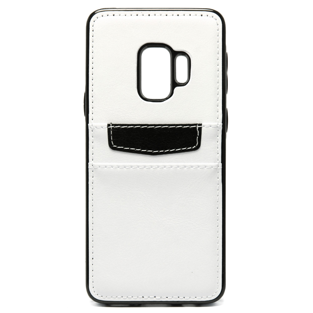 Galaxy S9+ (Plus) LEATHER Style Credit Card Case (White)
